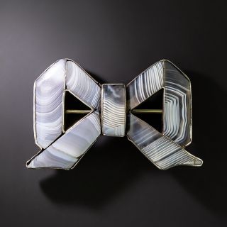 Victorian Scottish Agate Bow Brooch - 2