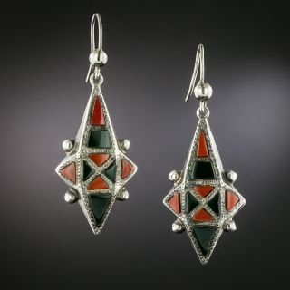 Victorian Scottish Agate Dangle Earrings - 2