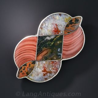 Victorian Scottish Agate Silver Brooch