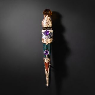Victorian Scottish Thistle Kilt Pin - 2
