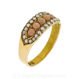 Victorian Seed Pearl and Coral Band