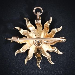Victorian Seed Pearl and Diamond Starburst Pin