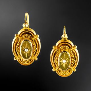 Victorian Seed Pearl Dangle Earrings - 2