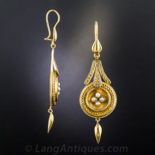 Victorian Style Seed Pearl Drop Earrings