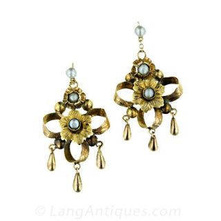Victorian Seed Pearl Earrings Main View