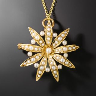 Victorian Seed Pearl Flower Pendant/Brooch - 2