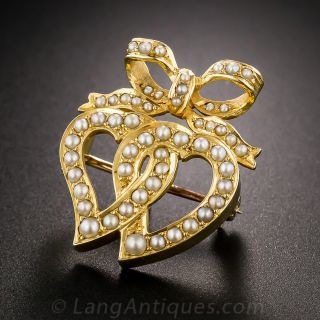 Victorian Seed Pearl Heart Pin