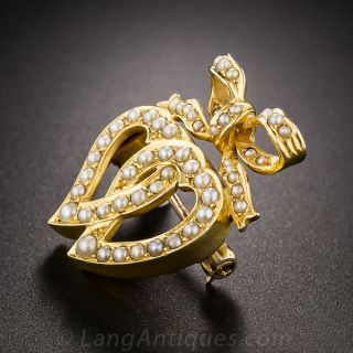 Victorian Seed Pearl Heart Pin