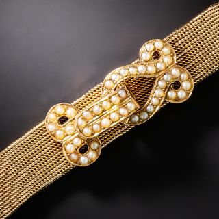 Victorian Seed Pearl Mesh Bracelet - 3