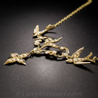 Victorian Seed Pearl Pendant Necklace
