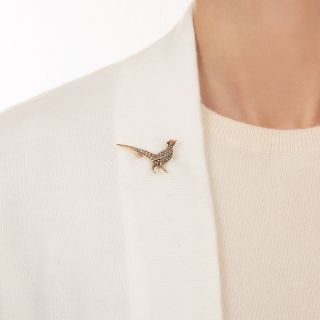 Victorian Seed Pearl Pheasant Pin