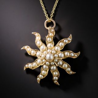 Victorian Seed Pearl Spiral Pendant - 1