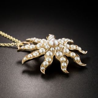 Victorian Seed Pearl Spiral Pendant