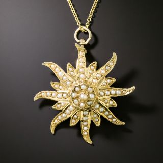 Victorian Seed Pearl Sunburst Pendant by Eaton's - 2