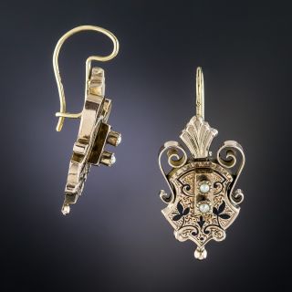 Victorian Seed Pearl Taille d'Epargne Earrings
