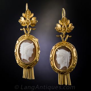 Victorian Shell Cameo Earrings