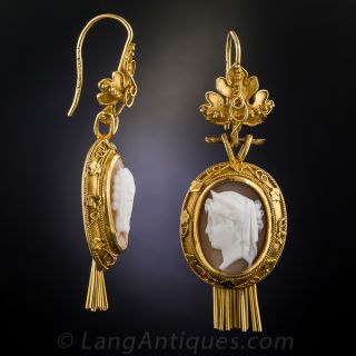 Victorian Shell Cameo Earrings
