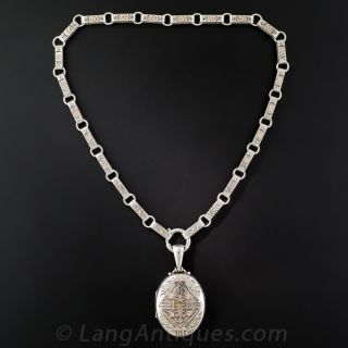 Victorian Silver and Gold Locket Necklace