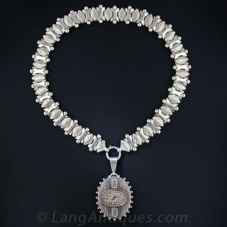 Victorian Silver and Rose Gold Collar and Locket - 2