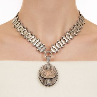 Victorian Silver and Rose Gold Collar and Locket