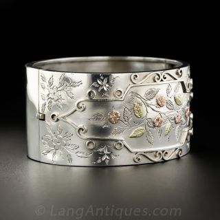 Victorian Silver and Two-Tone Gold Bangle