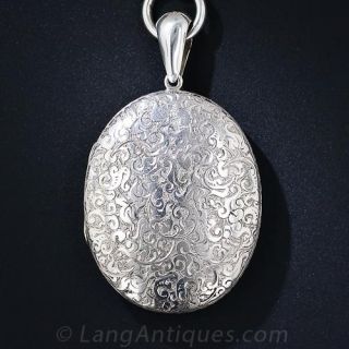 Victorian Silver Collar with Large Engraved Locket