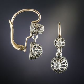 Victorian Silver Diamond Drop Earrings