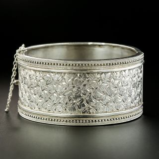 Victorian Silver Engraved Bangle Bracelet - 2