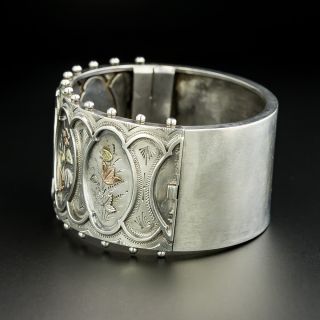 Victorian Silver & Gold Floral Motif Bangle