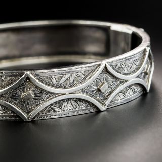 Victorian Silver Hinged Bangle Bracelet - 2