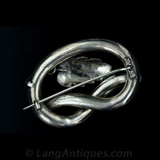 Victorian Silver Knot Brooch with Leaf