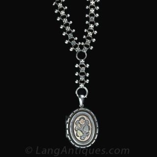 Victorian Silver Locket and Chain Main View