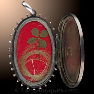 Victorian Silver Locket with Gold Applique
