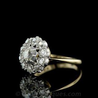 Victorian Silver Topped Gold Diamond Cluster Ring