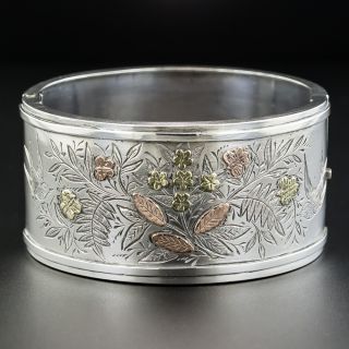 Victorian Silver Two-Tone Gold Bangle