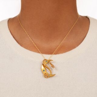  Victorian Snake And Crescent Pendant