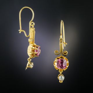 Victorian Spinel and Diamond Drop Earrings - 2