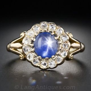 Victorian Star Sapphire and Diamond Ring