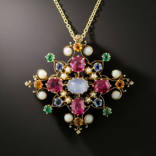 Victorian Star Sapphire Multi-Gem Pendant/Brooch - 3