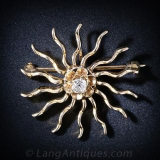 Victorian Starburst Brooch with Diamond 