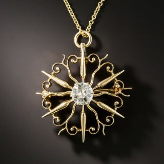 Victorian Starburst Diamond Pendant - 2