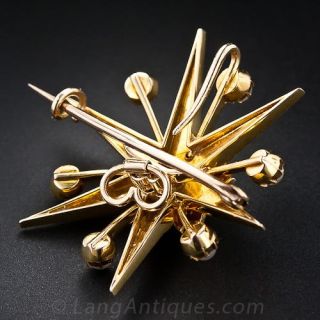 Victorian Starburst Seed Pearl and Diamond Pin/Pendant