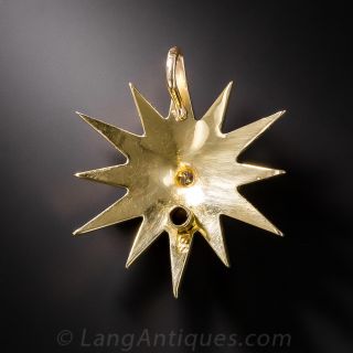 Victorian Starburst Seed Pearl and Diamond Pin