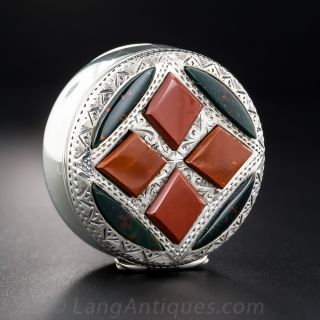 Victorian Sterling Silver and Agate Pill Box