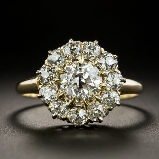 Victorian Style 1.07 Carat Center Diamond Halo Ring - 1