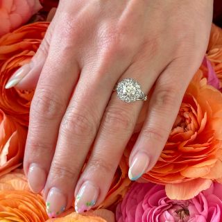 Victorian-Style 1.10 Carat Center Diamond Cluster Ring - GIA  K VVS2