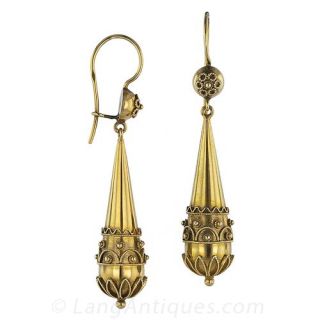 Victorian Style 15K Gold Earrings