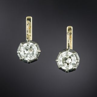 Victorian Style 2.34 Carat Diamond Drop Earrings - GIA  - 3