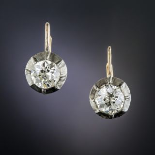 Victorian 3.13 Carats Diamond Drop Earrings