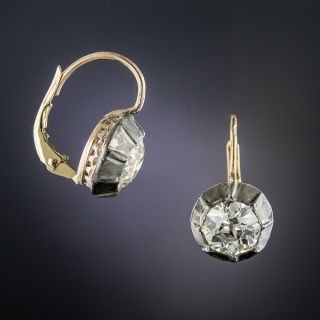 Victorian 3.13 Carats Diamond Drop Earrings